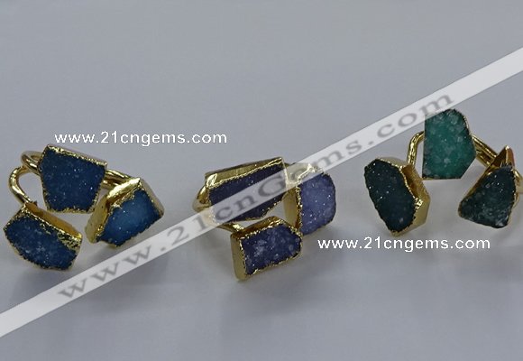 NGR349 10*14mm - 12*16mm freeform druzy agate gemstone rings