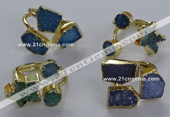 NGR353 8mm - 15*16mm freeform druzy agate gemstone rings