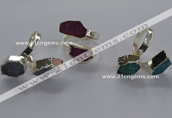 NGR355 13*18mm - 15*20mm freeform druzy agate rings wholesale