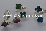 NGR357 15*15mm - 16*16mm flower druzy agate rings wholesale