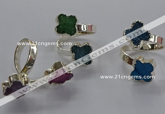 NGR357 15*15mm - 16*16mm flower druzy agate rings wholesale