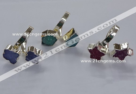 NGR361 12*12mm - 15*20mm freeform druzy agate rings wholesale