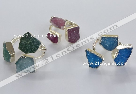 NGR363 10*14mm - 12*16mm freeform druzy agate rings wholesale