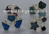 NGR367 8mm - 15*16mm freeform druzy agate rings wholesale