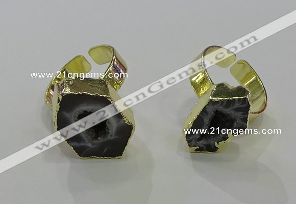 NGR369 10*15mm - 13*18mm freeform druzy agate gemstone rings