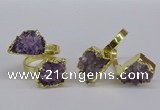 NGR371 13*18mm - 15*20mm freeform druzy amethyst gemstone rings