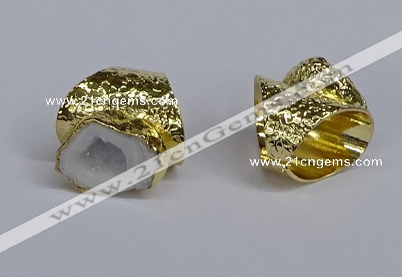 NGR372 15*20mm - 20*25mm freeform druzy agate rings wholesale