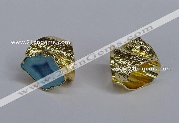 NGR376 15*20mm - 20*25mm freeform druzy agate rings wholesale