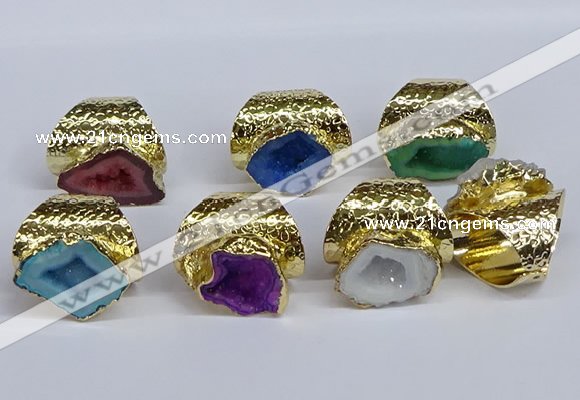 NGR380 15*20mm - 20*25mm freeform druzy agate rings wholesale