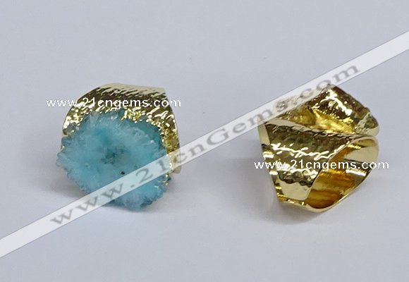 NGR387 18*25mm - 22*28mm freeform druzy agate gemstone rings