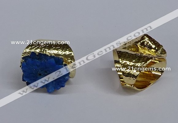 NGR389 18*25mm - 22*28mm freeform druzy agate gemstone rings