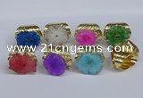 NGR390 18*25mm - 22*28mm freeform druzy agate gemstone rings