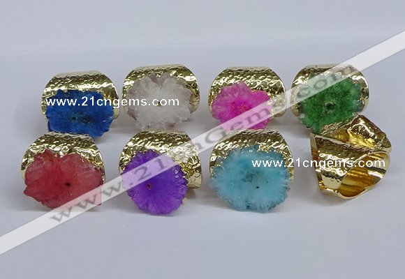 NGR390 18*25mm - 22*28mm freeform druzy agate gemstone rings