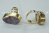 NGR54 18*25mm - 20*30mm freeform plated druzy agate rings