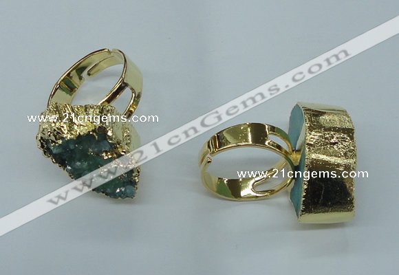 NGR55 18*25mm - 20*30mm freeform plated druzy agate rings