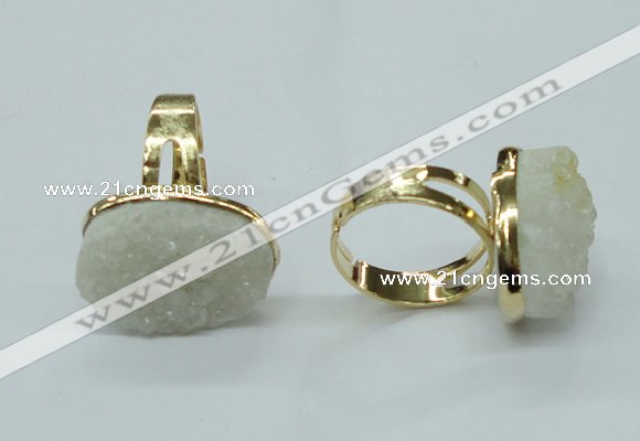 NGR57 15*20mm - 18*25mm freeform plated druzy agate rings