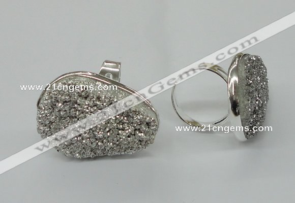 NGR60 25*30mm - 30*40mm freeform plated druzy agate rings