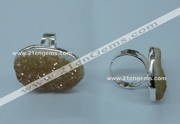 NGR61 25*30mm - 30*40mm freeform plated druzy agate rings