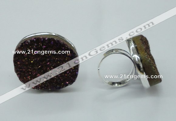 NGR63 25*30mm - 30*40mm freeform plated druzy agate rings