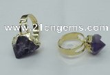 NGR67 10*14mm - 15*20mm faceted nuggets amethyst gemstone rings