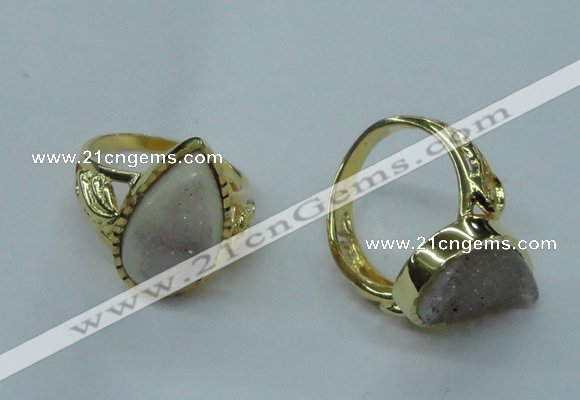 NGR68 12*16mm - 13*18mm freeform plated druzy agate rings