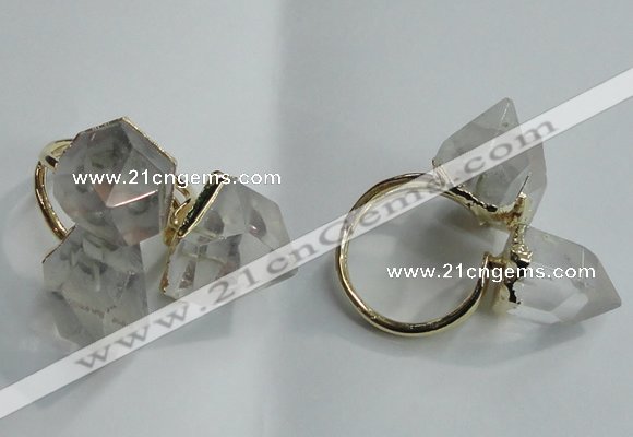 NGR75 13*18mm - 15*20mm faceted nuggets white crystal rings