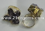 NGR81 18*25mm - 25*30mm butterfly druzy amethyst gemstone rings