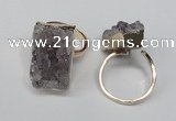 NGR89 15*25mm - 18*28mm freeform druzy amethyst gemstone rings