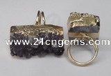 NGR90 22*30mm - 20*40mm freeform druzy amethyst gemstone rings