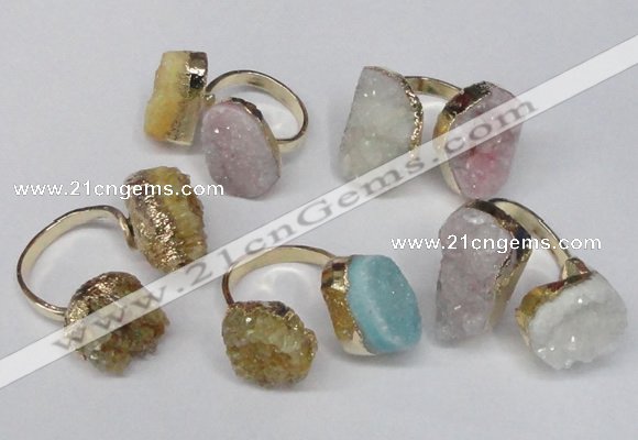 NGR92 15*20mm - 18*25mm freeform plated agate druzy rings