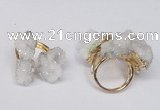 NGR95 15*20mm - 20*25mm nuggets plated druzy quartz rings