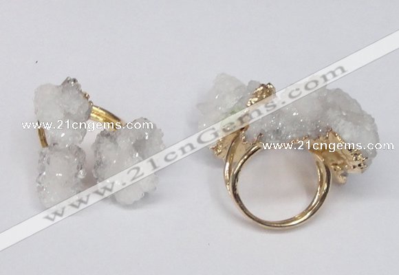 NGR95 15*20mm - 20*25mm nuggets plated druzy quartz rings