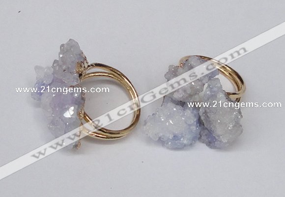 NGR96 15*20mm - 20*25mm nuggets plated druzy quartz rings