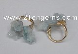 NGR97 15*20mm - 20*25mm nuggets plated druzy quartz rings