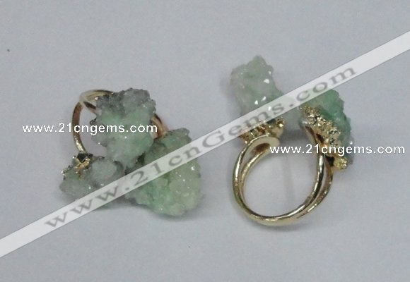 NGR98 15*20mm - 20*25mm nuggets plated druzy quartz rings