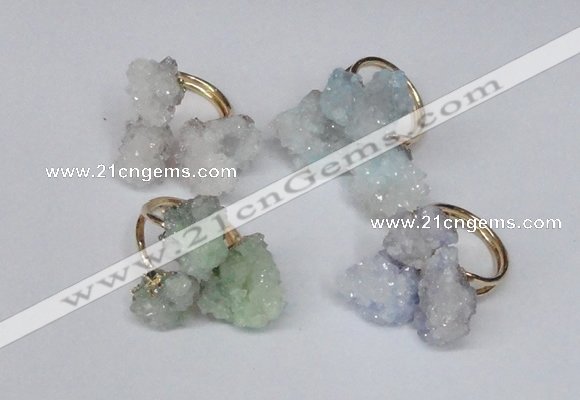 NGR99 15*20mm - 20*25mm nuggets plated druzy quartz rings