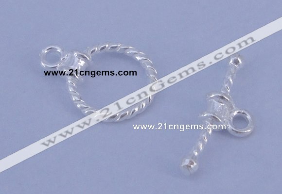 SSC18 5pcs 10mm donut 925 sterling silver toggle clasps