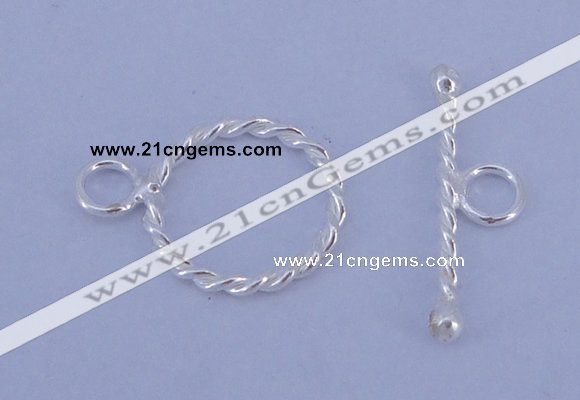 SSC20 5pcs 12mm donut 925 sterling silver toggle clasps