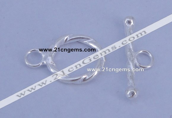 SSC23 5pcs 11mm donut 925 sterling silver toggle clasps