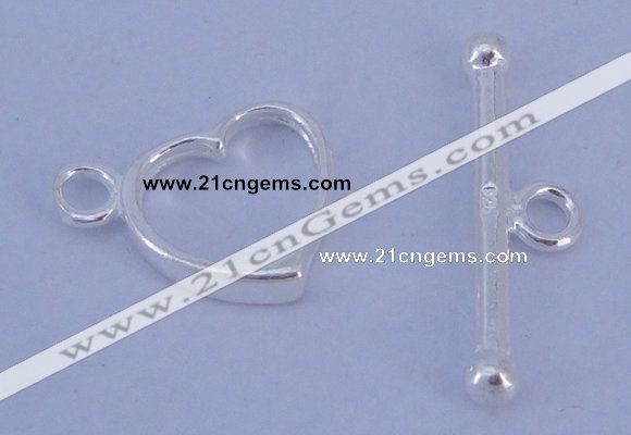 SSC30 5pcs 10*13.5mm heart 925 sterling silver toggle clasps